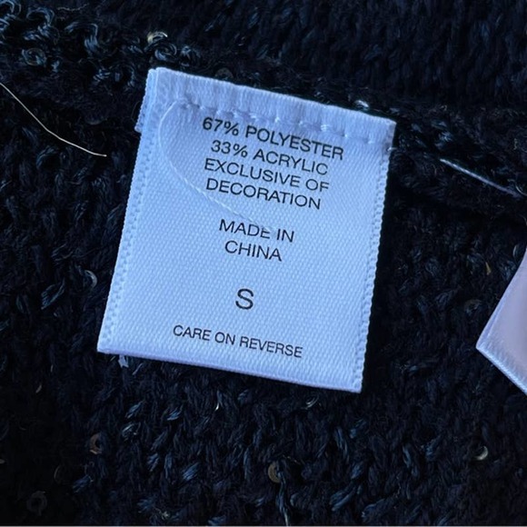 Soho Sweater Womens Small Blue Sparkle Back Tie Scoop 3/4 Sleeve - Picture 5 of 6